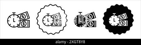 Zahltag Symbol Logo Vektorkontur in Schwarz-weiß Stock Vektor