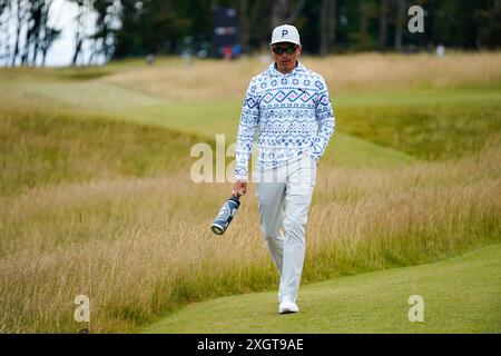 Gullane, Schottland, Großbritannien. Juli 2024. Pro am Übungstag bei den Genesis Scottish Open, der vom Donnerstag, 11. Juli bis 14. Juli auf dem Renaissance-Kurs vor Gullane in East Lothian beginnt. Bild; Rickie Fowler. Iain Masterton/Alamy Live News Stockfoto