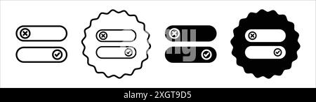 Ein-aus-Schalter-Schieberegler ein-/Ausschalten des Symbols Logozeichen Vektorkontur in Schwarz-weiß Stock Vektor