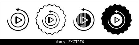 Wiedergabe-Symbol Logo-Vektorkontur in Schwarz-weiß Stock Vektor