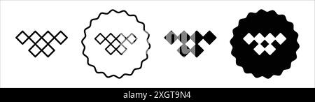 Gezeitensymbol Logo Vektorumrandung in Schwarz-weiß Stock Vektor