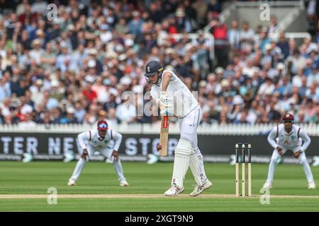 Zak Crawley aus England während des 1. Rothesay Test Match Day 1 England gegen West Indies at Lords, London, Großbritannien, 10. Juli 2024 (Foto: Mark Cosgrove/News Images) Stockfoto