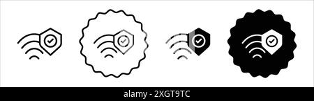 WLAN-Sicherheitssymbol Logo-Vektorumrandung in Schwarz-weiß Stock Vektor
