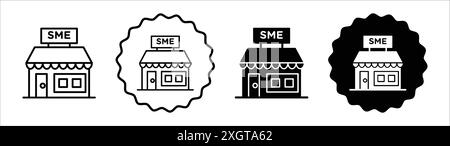 SME-Symbol-Logo-Vektorkontur in Schwarz-weiß Stock Vektor