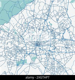 Karte von Johannesburg in Südafrika in Blau. Enthält mehrschichtigen Vektor mit Straßen, Wasser, Parks usw. Stock Vektor