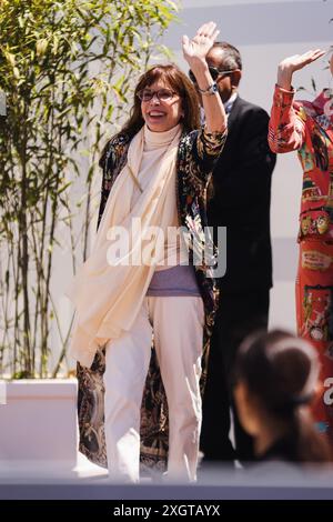 Talia Shire trifft am 17. Mai 2024 beim Fotoaufruf von Megalopolis während des 77. Festivals de Cannes in Cannes ein (Foto: Alessandro Bremec/NurPhoto). Stockfoto