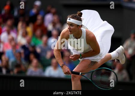 Wimbledon, London, Großbritannien. Juli 2024. Elina Svitolina während ihres Viertelfinalspiels gegen Wimbledon heute. Quelle: Adam Stoltman/Alamy Live News Stockfoto