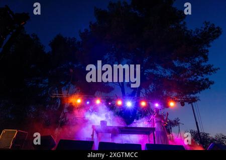 Anna Ferrer und Clara Fiol Konzert, Consolation, Sant Joan, La Lluna en Vers, Mallorca, Balearen, Spanien Stockfoto