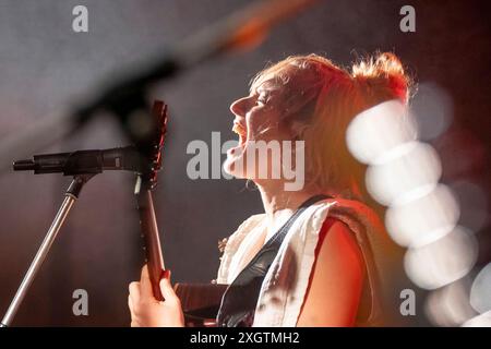 Konzert von Alidé Sans, Consolació, Sant Joan, „La Lluna en Vers“, Mallorca, Balearen, Spanien Stockfoto