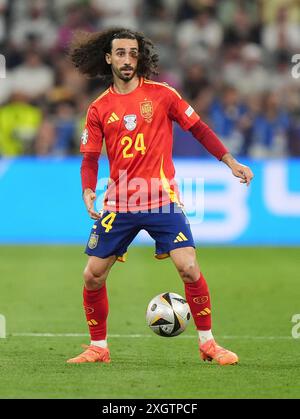 Spanier Marc Cucurella während der UEFA Euro 2024, Halbfinalspiel in der Münchner Fußballarena. Bilddatum: Dienstag, 9. Juli 2024. Stockfoto