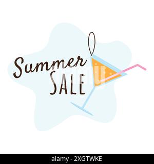 Sommerangebot. Eine einfache Vektor-Illustration eines Cocktail-Tags. Bild für Werbung, Werbung, Banner Stock Vektor