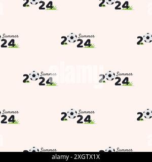 Vector seamless pattern with football. Summer 2024. Endless background for banners and posters of sports competitions Stock Vektor