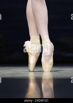 Ballettbeine in Pointes Nahaufnahme Stockfoto