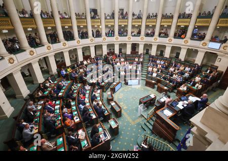 Brüssel, Belgien Juli 2024. Bild einer Plenartagung der Kammer im Bundesparlament in Brüssel am Mittwoch, den 10. Juli 2024. BELGA PHOTO VIRGINIE LEFOUR Credit: Belga News Agency/Alamy Live News Stockfoto