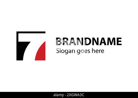 Logo Nr. 7 auf Negativfläche innerhalb der quadratischen Form. Ein einfaches und flaches Design, das sich problemlos auf jedem Medium anbringen lässt. Stock Vektor