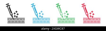 Botox Injection Symbol Logozeichen Vektorumrandung in Schwarz-weiß Stock Vektor