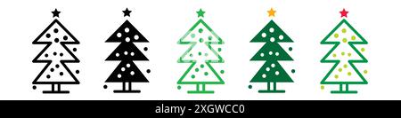 Weihnachtsbaum-Symbol-Logo-Zeichen-Vektorumriss in schwarz-weiß-Farbe Stock Vektor