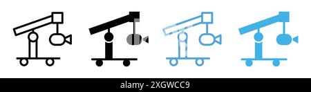 Kamerakran Symbol Logozeichen Vektorumrandung in Schwarz-weiß Stock Vektor