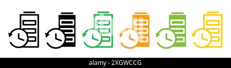 Symbol Akkuzeit Logo Vektorumrandung in Schwarz-weiß Stock Vektor