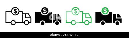 Versandkosten Symbol Logo Vektorumrandung in schwarz-weiß Stock Vektor