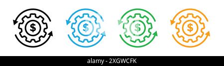 Symbol zur Kostenoptimierung Logo-Vektorumrandung in Schwarz-weiß Stock Vektor