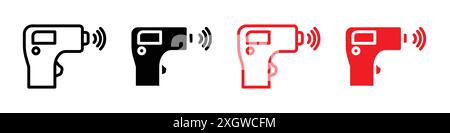 Kontaktloses Infrarot-Thermometer Symbol Logo-Zeichen Vektorumrandung in Schwarz-weiß Stock Vektor