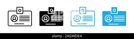 ID-Karte Symbol Logo Vektorumrandung in Schwarz-weiß Stock Vektor