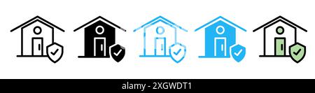 Hausversicherung Icon Logo Zeichen Vektor Umriss in schwarz-weiß Farbe Stock Vektor