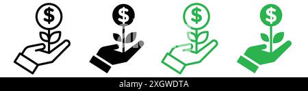 Symbol für Investitionswachstum Logo Vektorumrandung in Schwarz-weiß Stock Vektor