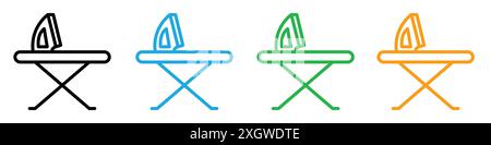 Bügelbrettsymbol Logo Vektorkontur in schwarz-weiß Stock Vektor