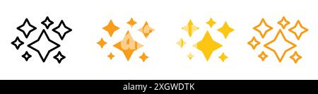 Magic Stars Icon Logo Zeichen Vektorumrandung in Schwarz-weiß Stock Vektor