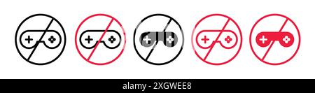 Kein Spielsymbol Logo Vektorumriss in Schwarz-weiß Stock Vektor