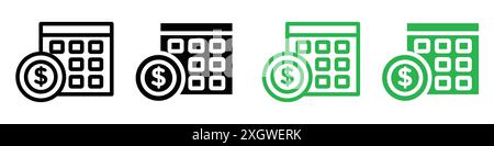 Symbol für Gehaltsdatum Logo Vektorkontur in Schwarz-weiß Stock Vektor