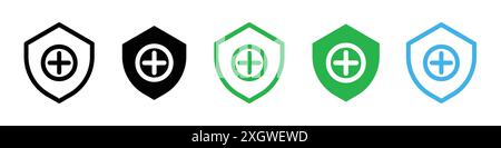 Stärkt Immunsystem Symbol Logo Vektor Umriss in schwarz-weiß Farbe Stock Vektor