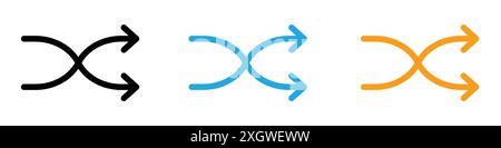 Shuffle Pfeil Symbol Logo Vektor Umriss in Schwarz-weiß Stock Vektor