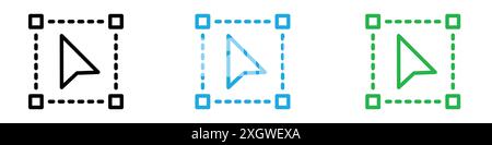 Symbol des Auswahlwerkzeugs Logozeichen Vektorumrandung in Schwarz-weiß Stock Vektor