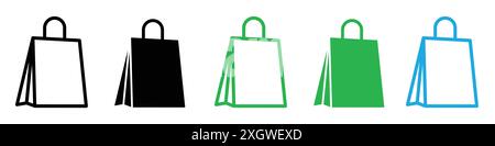 Einkaufstasche Icon Logo-Zeichen Vektorumriss in schwarz-weiß Farbe Stock Vektor