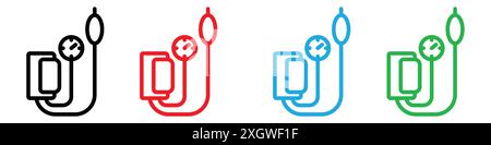 Tonometer-Symbol Logo-Zeichen Vektorumrandung in Schwarz-weiß Stock Vektor