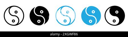 Yin Yang Icon Logo Zeichen Vektor Umriss in schwarz-weiß Farbe Stock Vektor