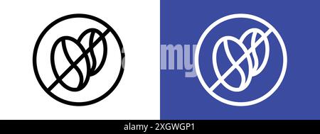 Koffeinfreies Symbol Logo-Zeichen Vektor-Umrisse in schwarz-weiß Farbe Stock Vektor