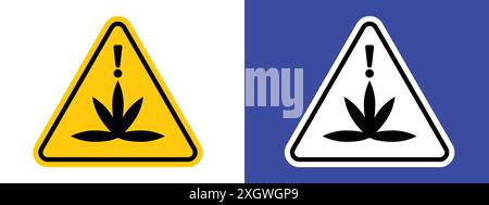 Cannabis Verpackung Warnschild Logo Zeichen Vektorumrandung in schwarz-weiß Farbe Stock Vektor