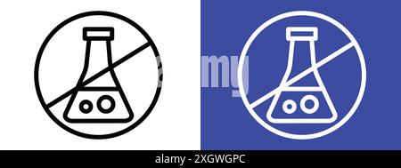 Chemisches freies Zeichen Logo Vektorumriss in schwarz-weiß Farbe Stock Vektor