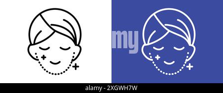 Facelifting Verfahren Symbol Logo Vektorumrandung in Schwarz-weiß Stock Vektor