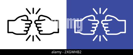 Fist Bump Icon Logo Zeichen Vektorumriss in Schwarz-weiß Farbe Stock Vektor