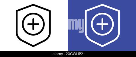 Immunschutz Symbol Logo Vektor Umriss in schwarz-weiß Farbe Stock Vektor