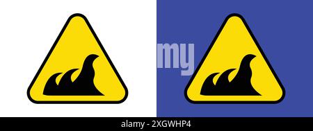 Hochseewellen Warnzeichen Logo Zeichen Vektor Umriss in schwarz-weiß Farbe Stock Vektor