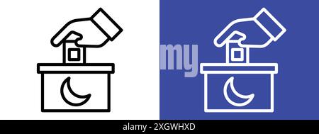 Infaq Icon Logo Vektorumrandung in Schwarz-weiß Stock Vektor