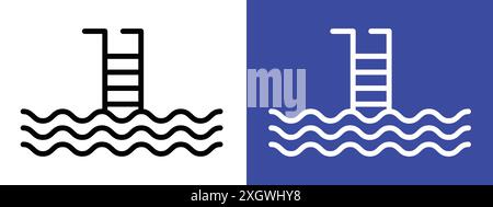 Leiter im Schwimmbad Symbol Logo Vektor Umriss in schwarz-weiß Farbe Stock Vektor