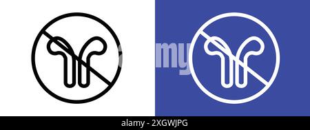 Keine Ohrstöpsel erlaubt Zeichen Logo Vektorumrandung in Schwarz-weiß Stock Vektor