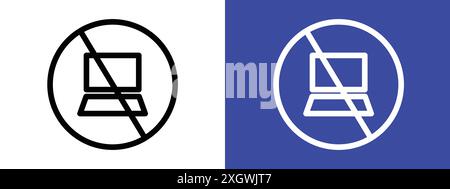 Kein Computerzeichen Logozeichen Vektorumrandung in Schwarz-weiß Stock Vektor